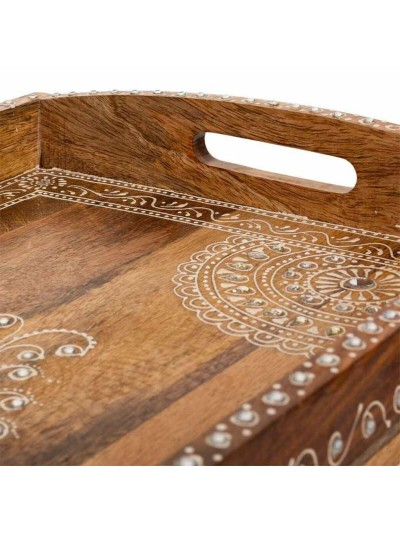 Bandeja Alexandra House Living Blanco Natural Madera de mango 29 x 6 x 43 cm