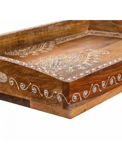 Tray Alexandra House Living White Natural Mango wood 29 x 6 x 43 cm