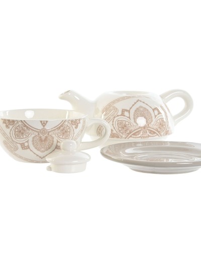 Tetera Home ESPRIT Azul Blanco Beige Rosa claro Dolomita 750 ml (2 Unidades)