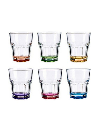 Vaso Rojo Morado Azul Rosa Verde Amarillo Vidrio (285 ml) (6 Unidades)