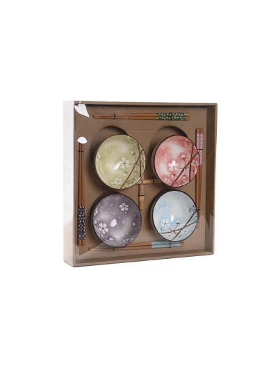 Sushi Set DKD Home Decor 34 x 34 x 6,5 cm Tree Multicolour Stoneware Oriental (12 Units)