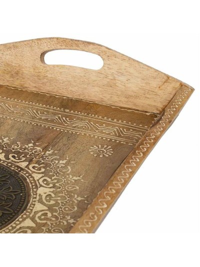 Tray Alexandra House Living White Natural Mango wood 25 x 6 x 48 cm