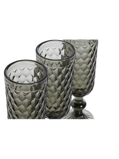 Set de Verres Home ESPRIT Gris Verre 150 ml (6 Unités)