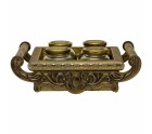 Tray Alexandra House Living Golden Glass Aluminium MDF Wood 27 x 7 x 33 cm