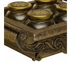 Tray Alexandra House Living Golden Glass Aluminium MDF Wood 27 x 7 x 33 cm