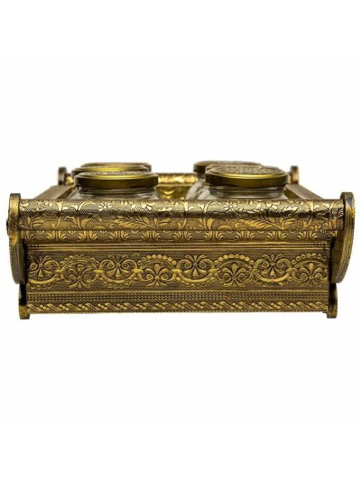 Tray Alexandra House Living Copper Glass Aluminium MDF Wood 26 x 7 x 46 cm