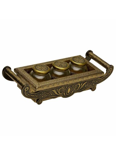 Plateau Alexandra House Living Cuivre verre Aluminium Bois MDF 17 x 7 x 43 cm