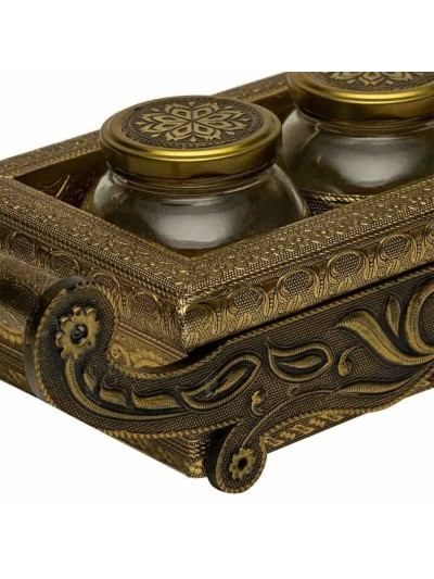 Tray Alexandra House Living Copper Glass Aluminium MDF Wood 17 x 7 x 43 cm