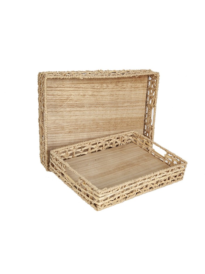Set of trays Romimex Natural wicker 2 Pieces