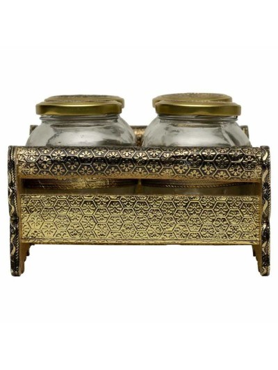 Bandeja Alexandra House Living Dorado Vidrio Aluminio Madera MDF 13 x 6 x 25 cm