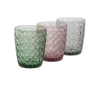 Set de Vasos DKD Home Decor Verde Gris Rosa Cristal Con relieve 240 ml (6 Unidades)
