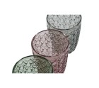 Set de Vasos DKD Home Decor Verde Gris Rosa Cristal Con relieve 240 ml (6 Unidades)