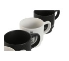 Juego de 4 Tazas Mug Home ESPRIT Blanco Negro Metal Porcelana 380 ml 13 x 9 x 9 cm