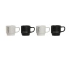 Juego de 4 Tazas Mug Home ESPRIT Blanco Negro Metal Porcelana 380 ml 13 x 9 x 9 cm