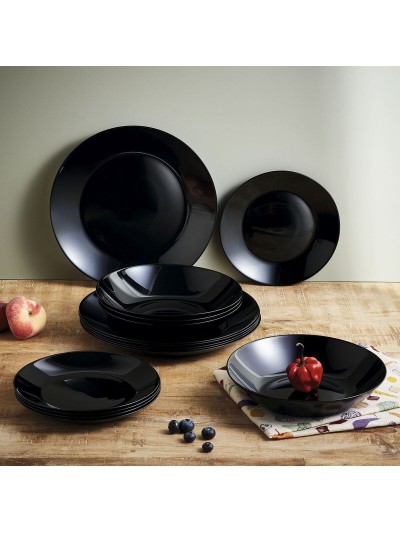Vajilla Luminarc Zelie Negro Vidrio 18 Piezas
