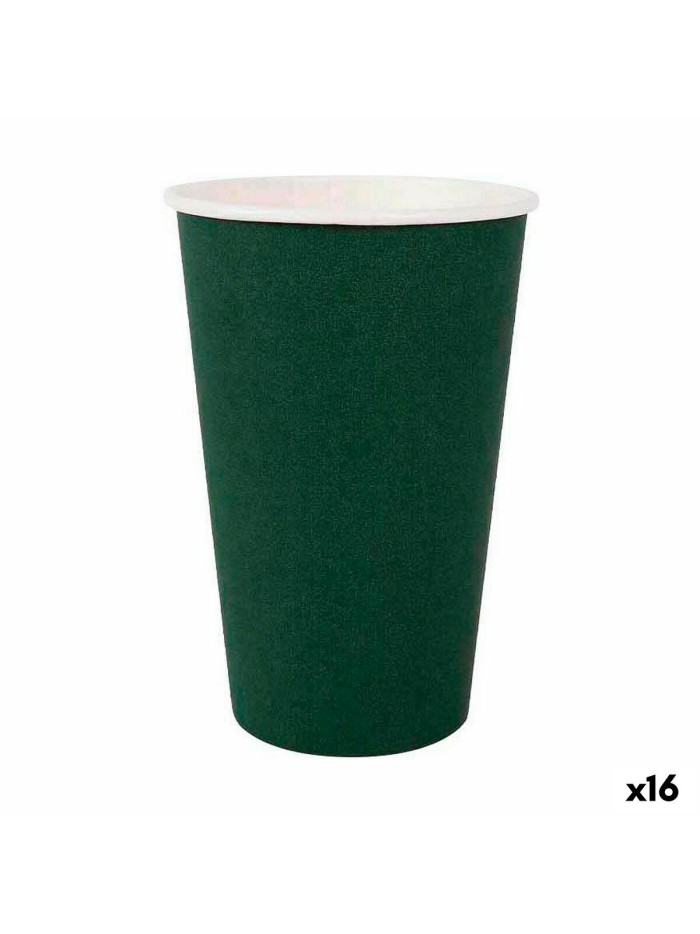 Set of glasses Algon Disposable Cardboard Green 7 Pieces 450 ml (16 Units)