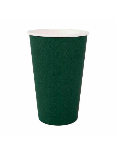 Set of glasses Algon Disposable Cardboard Green 7 Pieces 450 ml (16 Units)