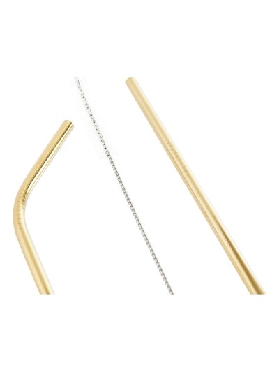 Pajita Reutilizable DKD Home Decor Dorado Acero Inoxidable